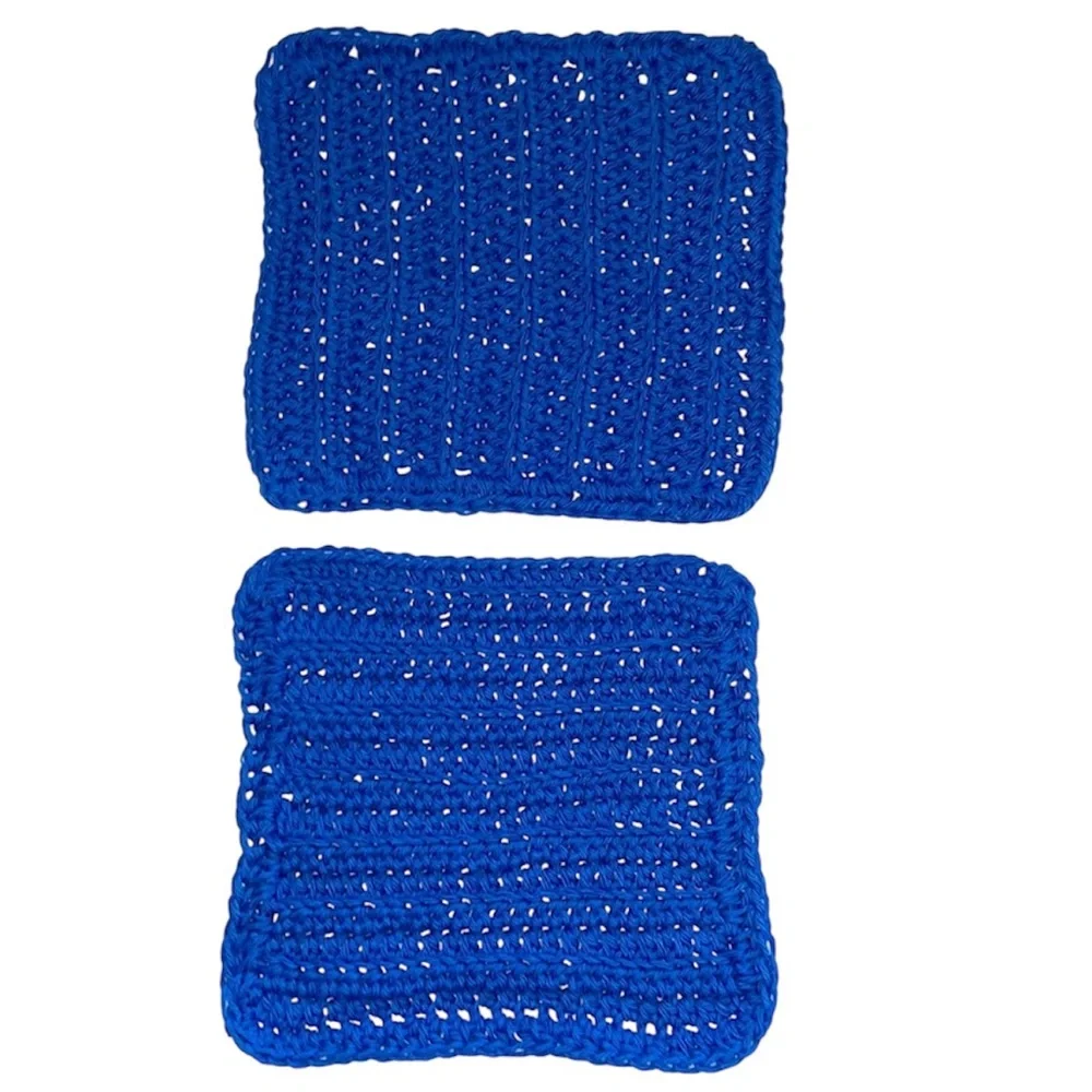 Hand Crafted Royal Blue All Purpose Dish or Wash Cloths 100% Cotton Set of Two